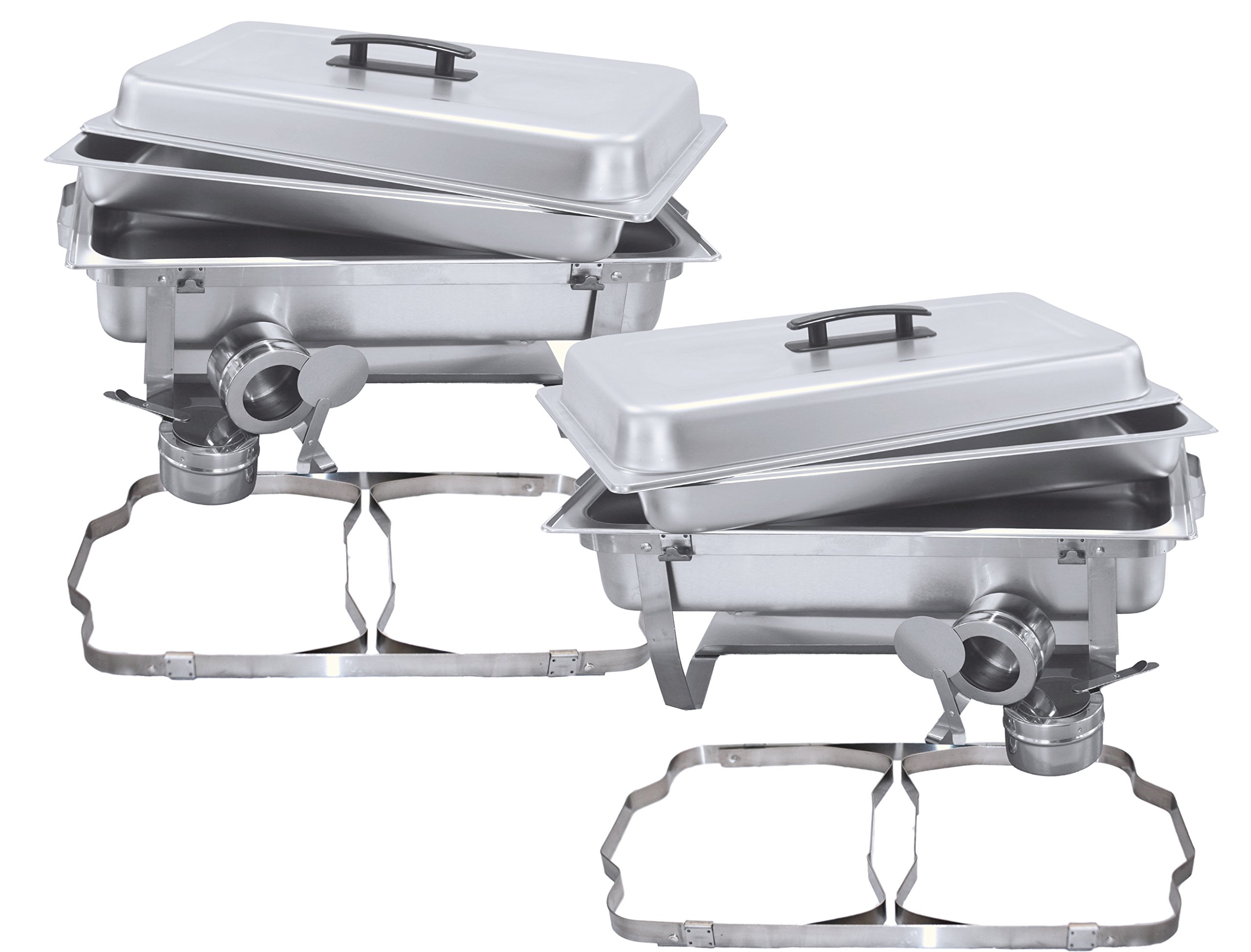 TigerChef Stainless Steel Chafing Dish Buffet Set - 2 Chafers & Food Warmer with Folding Frame - Professional Catering Equipment for Parties, Weddings, Banquets & Buffet Serving