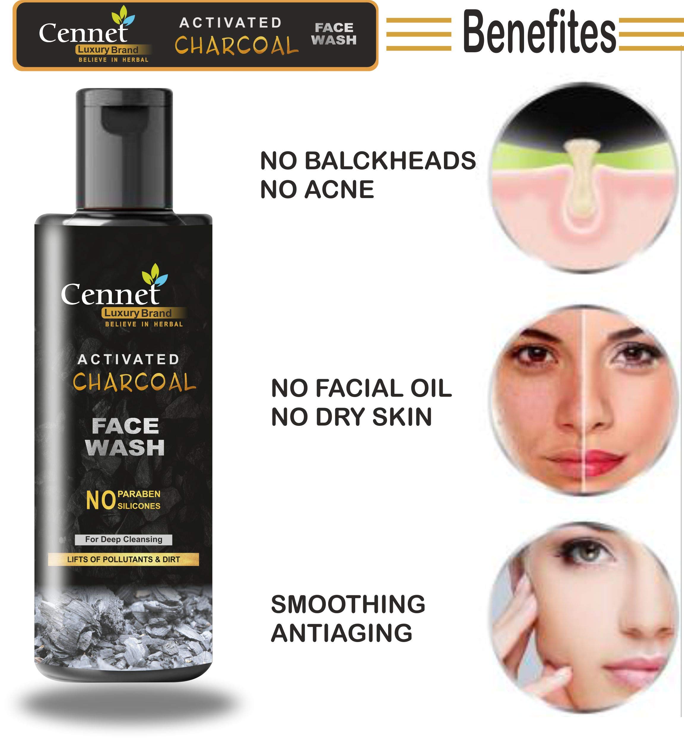Activated Charcoal Face Wash for Men & Women - Deep Cleansing for Oily Skin, Anti-Acne Treatment, Pimple Control, Oil-Free Formula (100ml) - Perfect for Daily Skincare Routine & Breakout Prevention
