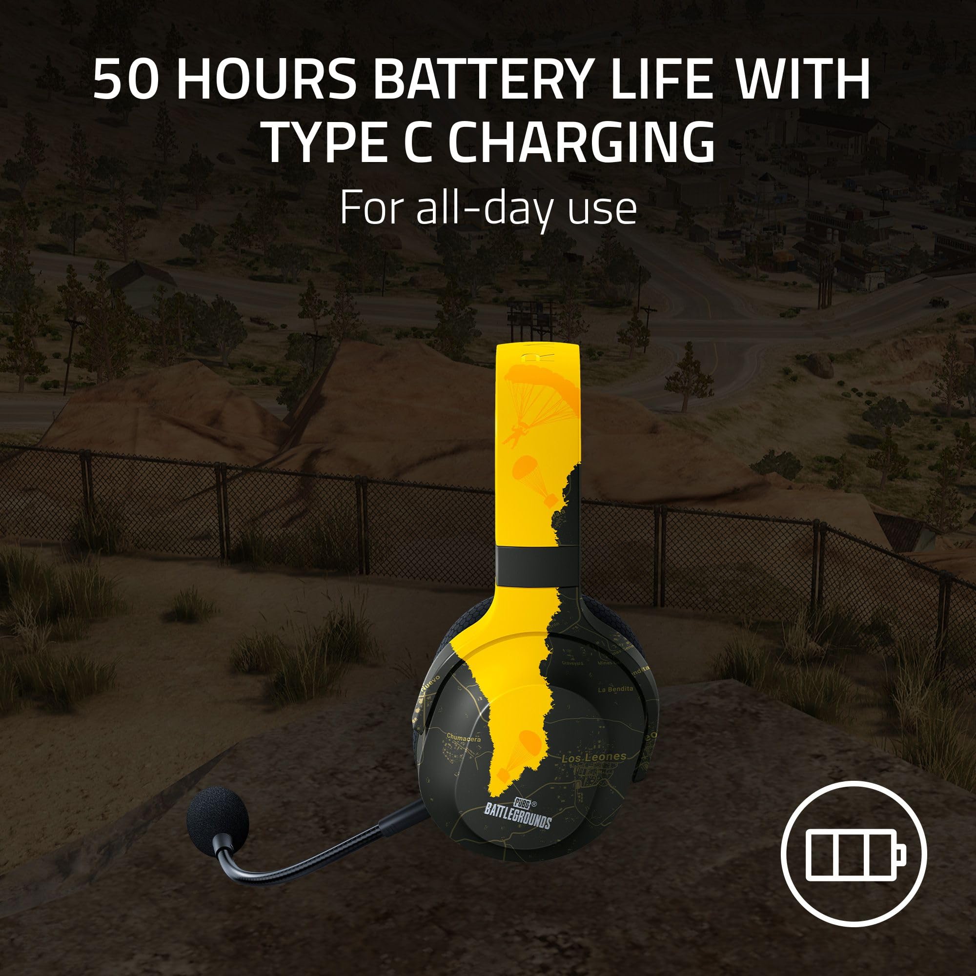 Razer Barracuda X Wireless Gaming Headset - Multi-Platform Headphones for PC, PS5, Switch & Mobile | SmartSwitch Dual Wireless, 50H Battery, USB-C Charging | PUBG Edition with Noise-Cancelling Mic | Perfect for Esports, Streaming & Online Meetings