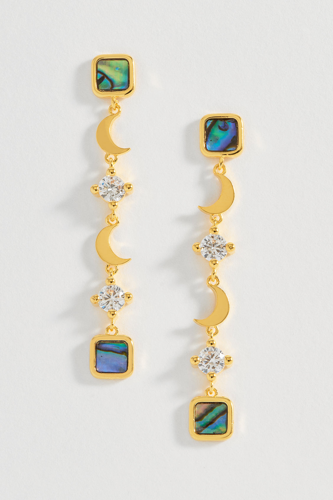 Elegant Abalone CZ Moon Drop Earrings for Women - Perfect for Evening Parties, Weddings & Special Occasions