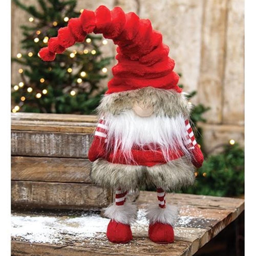 Small Plush Velvet Red Wobble Santa Gnome - Christmas Decoration for Home, Office & Holiday Party Decor