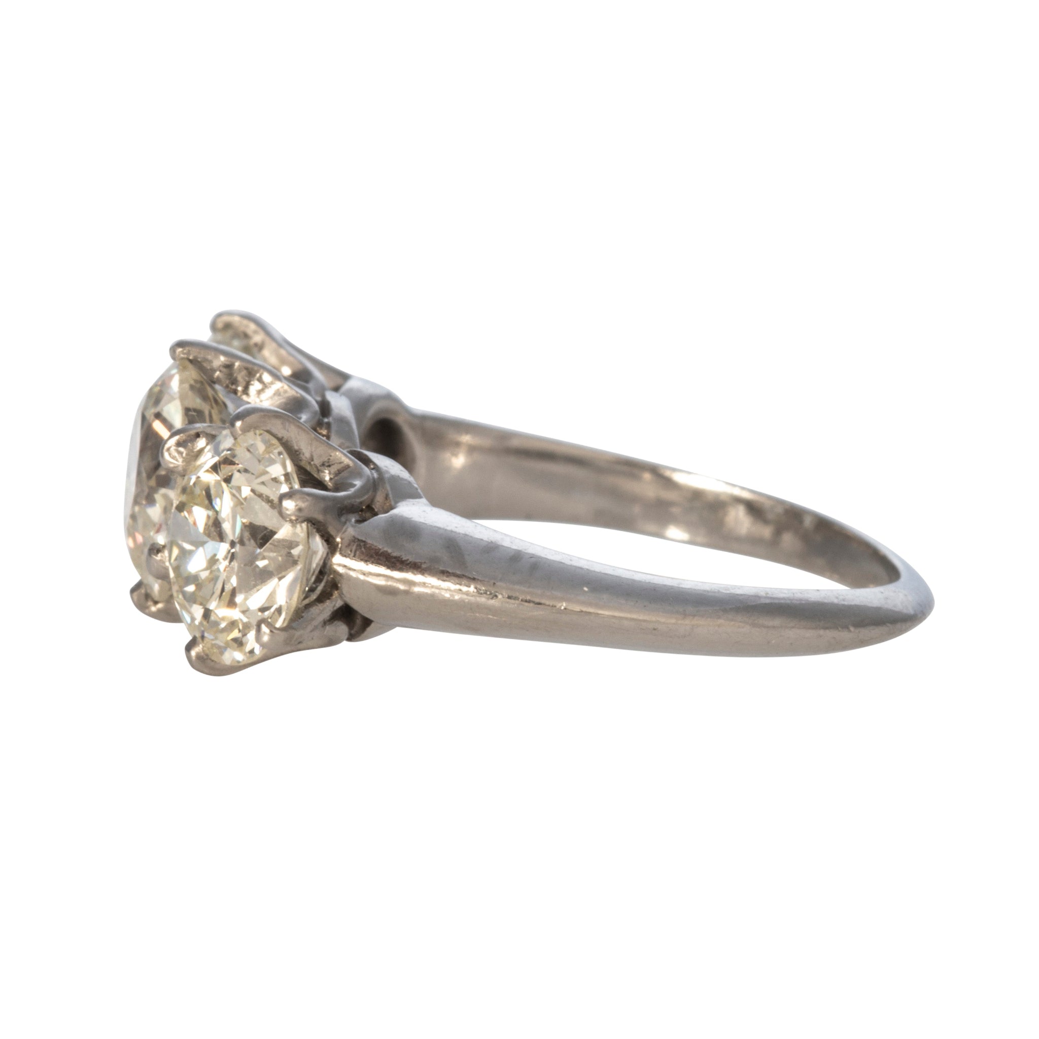 Vintage 3.92ctw Old European Cut Diamond Three Stone Platinum Engagement Ring - Perfect for Proposals, Anniversaries & Special Occasions