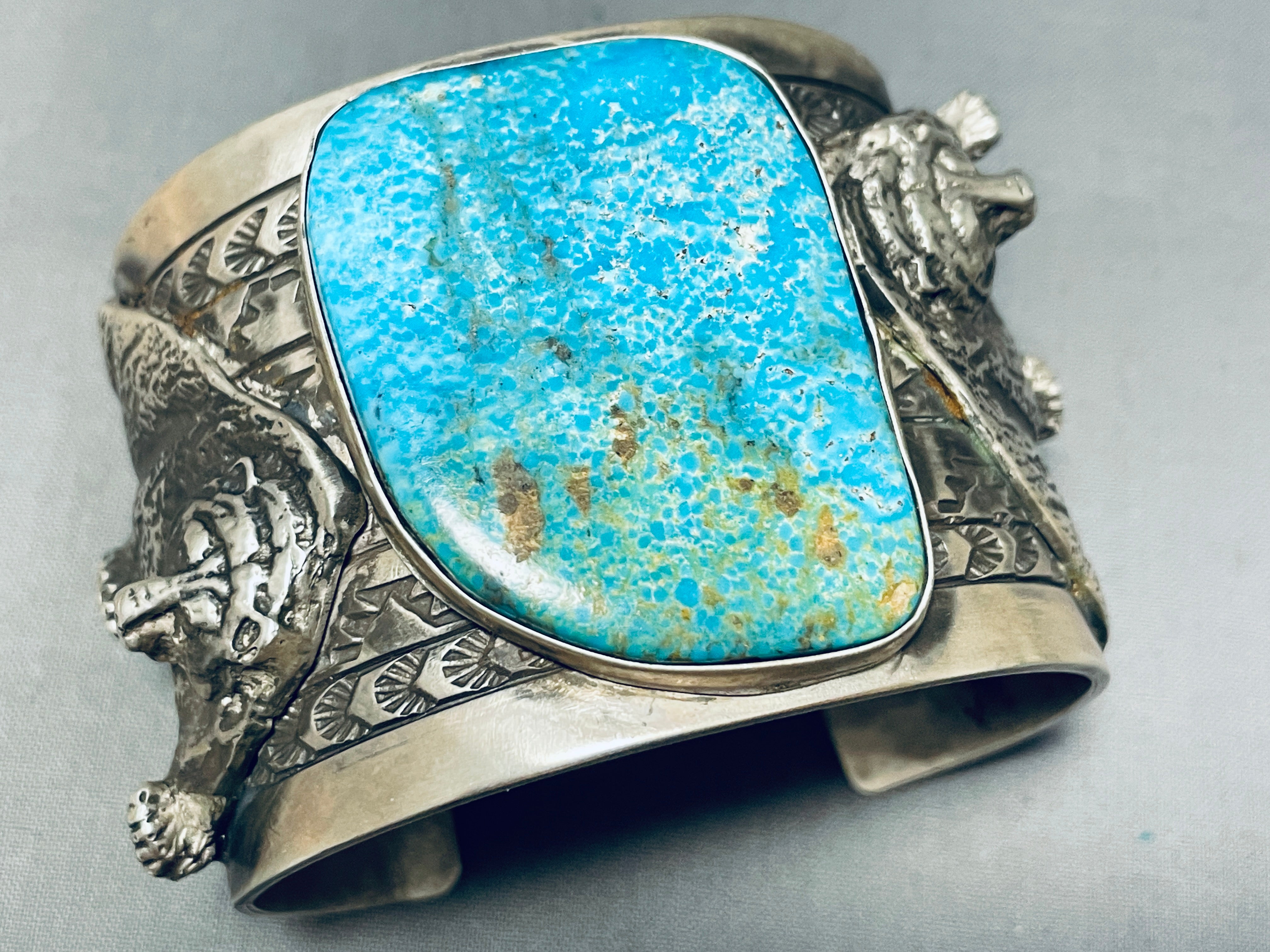 Authentic Navajo Turquoise Sterling Silver Bracelet - 180g Handmade Native American Jewelry for Women & Men - Perfect for Boho, Western & Festival Fashion