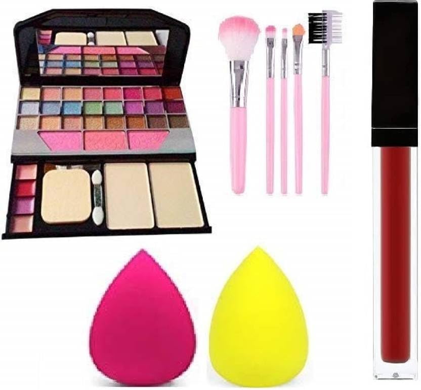 GELATO BEAUTY Makeup Kit with Brushes & Lipstick - Perfect for Travel & Party