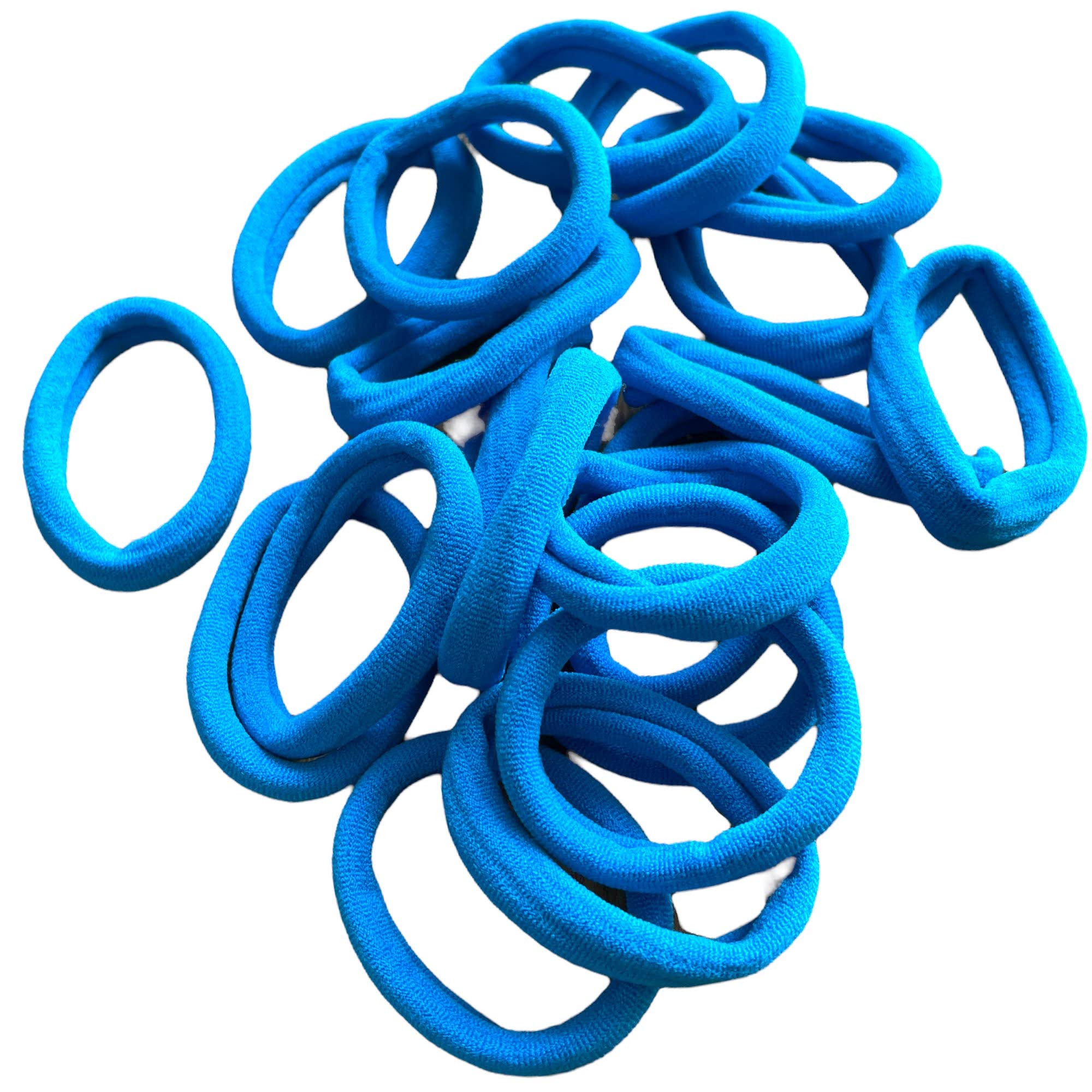 20 Pack Blue Hair Bands - Thick Snag-Free Elastic Hair Ties with Endless Design & Bright Colors | Perfect for Ponytails, Braids, Workouts and Daily Hair Styling