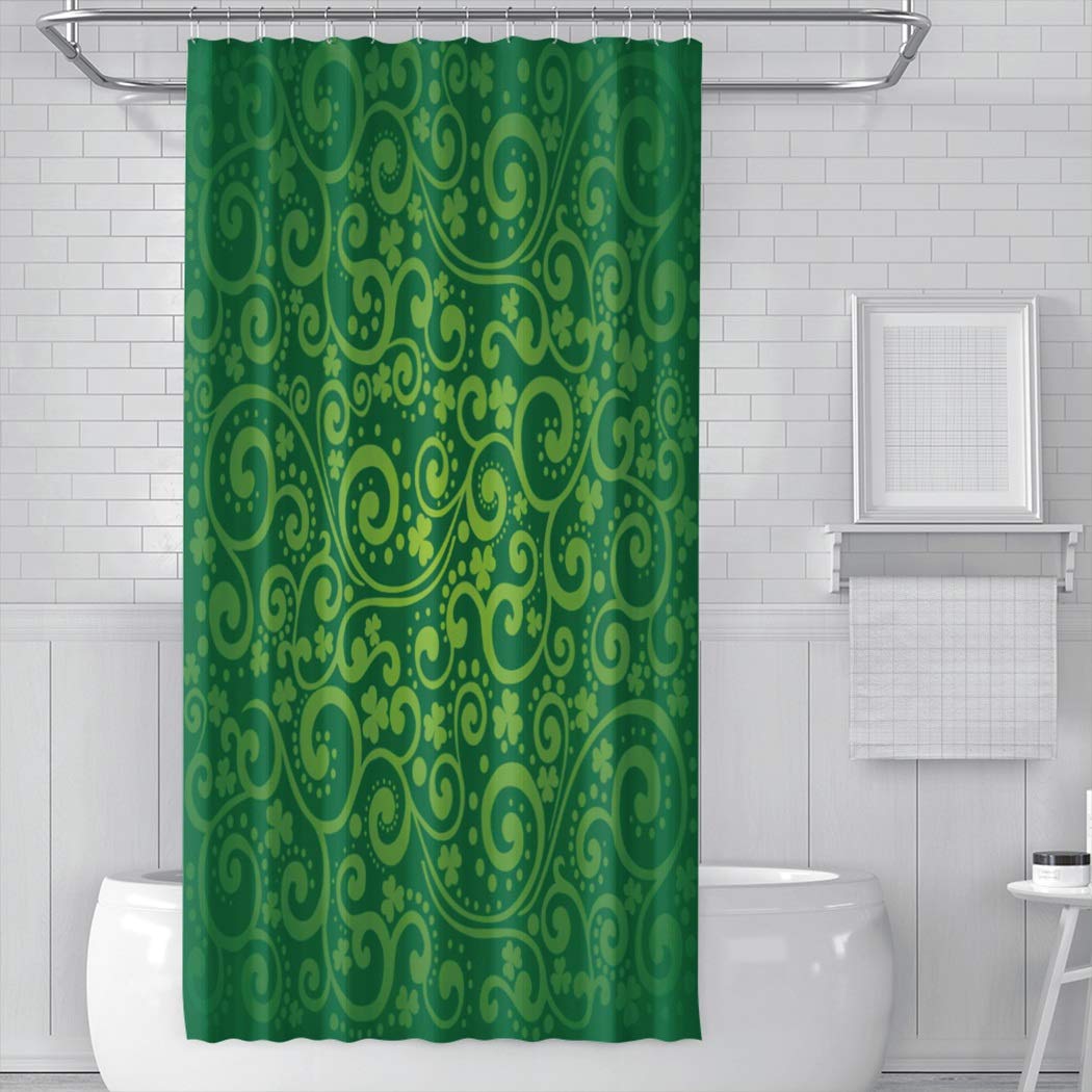 St. Patrick's Day Green Shower Curtain - 54x72 Inch Bathroom Decor with Clover Design | Perfect for Irish-Themed Bathrooms & Holiday Home Decor