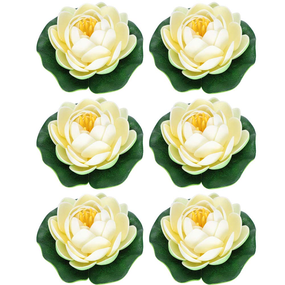 6 Pcs Artificial Water Lily Pads - Waterproof Small Flower Decor for Pond, Pool, Aquarium | Perfect for Water Gardens, Fish Tanks & Outdoor Decorations