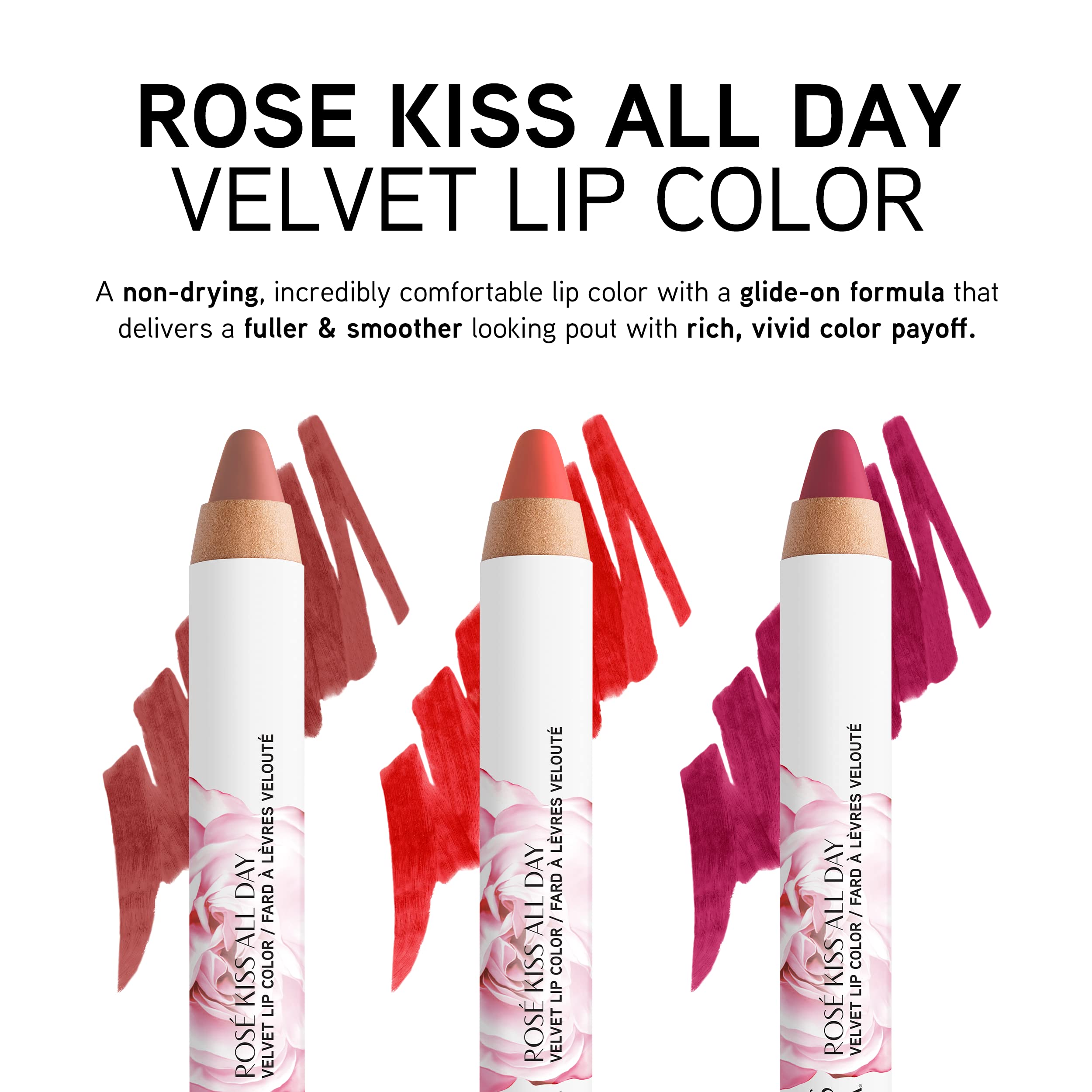 Physicians Formula Rosé Kiss All Day Velvet Lipstick - Long Lasting Wine Red Lip Color | Dermatologist Tested, Hypoallergenic | Perfect for Date Night, Parties & Special Occasions