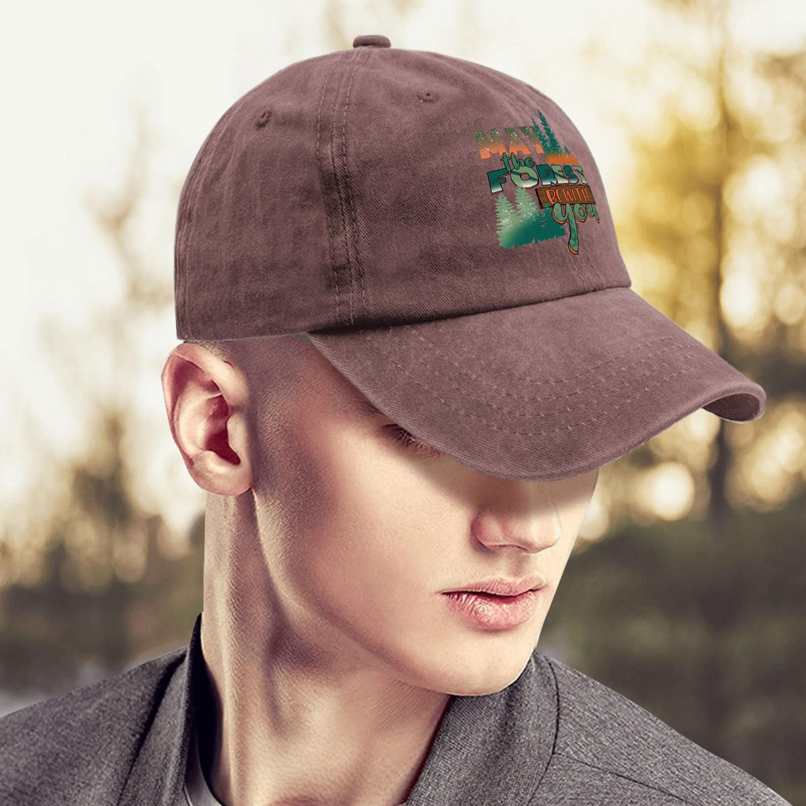 May The Forest Be with You Trucker Hat - Pigment Black Adjustable Baseball Cap for Men, Outdoor Fishing & Workout Hat, Perfect Gift for Hiking, Camping & Casual Wear