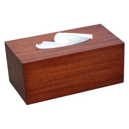 Wooden Facial Tissue Box Cover - Rectangle Tissue Holder for Bathroom Vanity, Bedroom Dresser, Nightstand, Desk & Table | Mahogany Finish, Open Bottom Design | Perfect for Home, Office & Hotel Decor