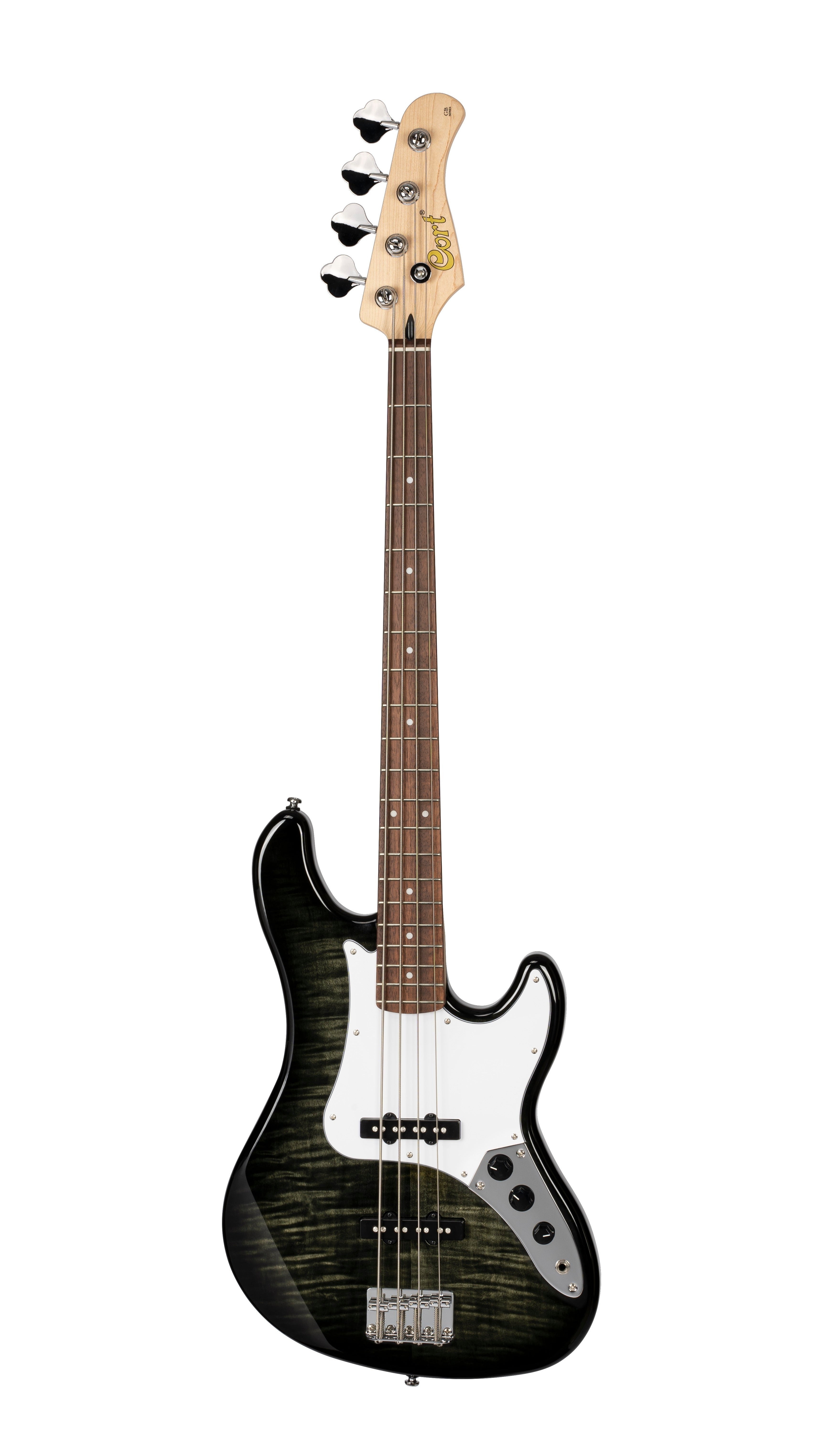 Cort GB24JJ Electric Bass Guitar - Transparent Black Finish | Professional 4-String Bass for Live Performance & Studio Recording