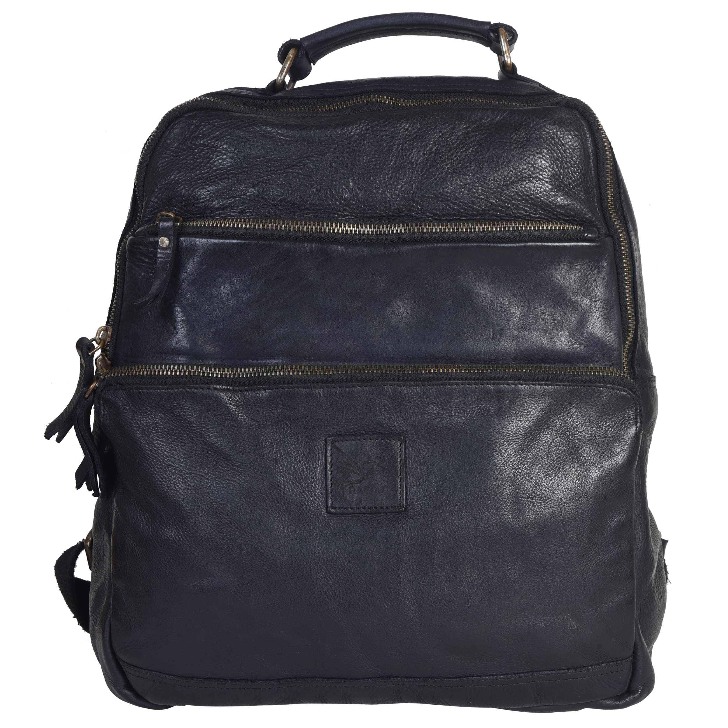 Premium Unisex Leather Casual Backpack - Durable College & School Bag with Adjustable Shoulder Strap for Men & Women (Navy Blue) - Perfect for Work, Travel & Everyday Use