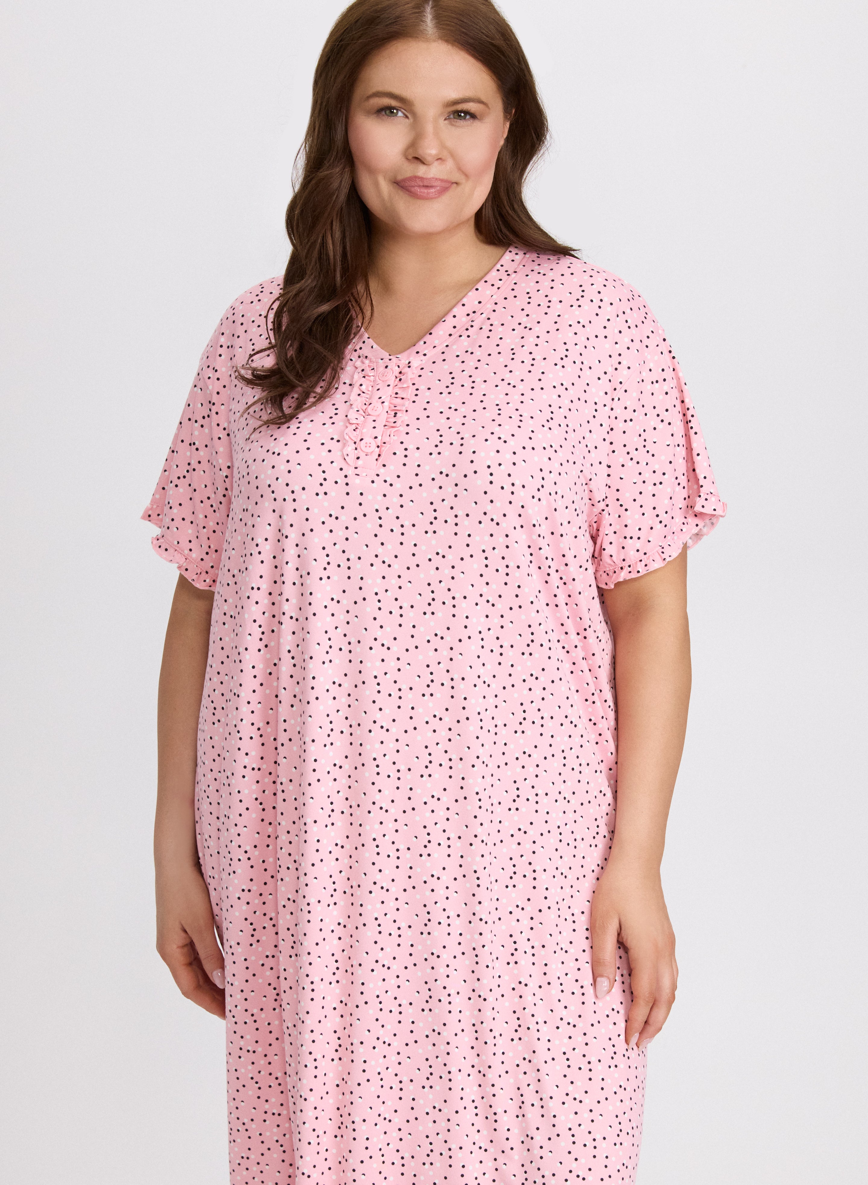 Dot Print Nightgown - Soft & Comfortable Sleepwear for Women | Perfect for Relaxing at Home & Cozy Bedtime