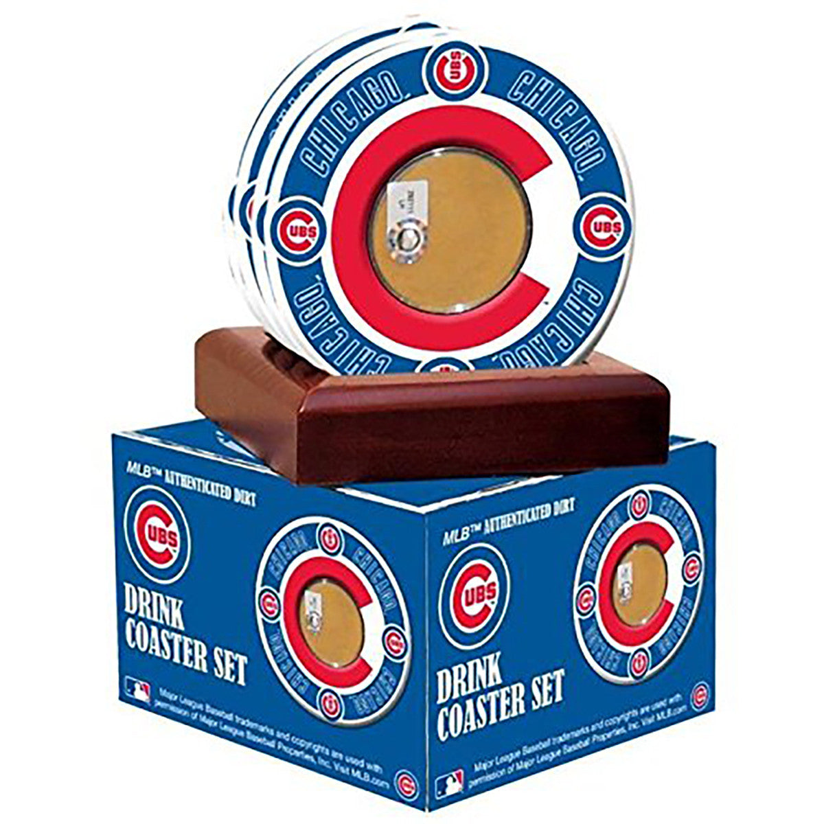 Chicago Cubs Coasters Set of 4 with Authentic Game Used Dirt - Perfect for Baseball Fans, Sports Bars & Home Decor