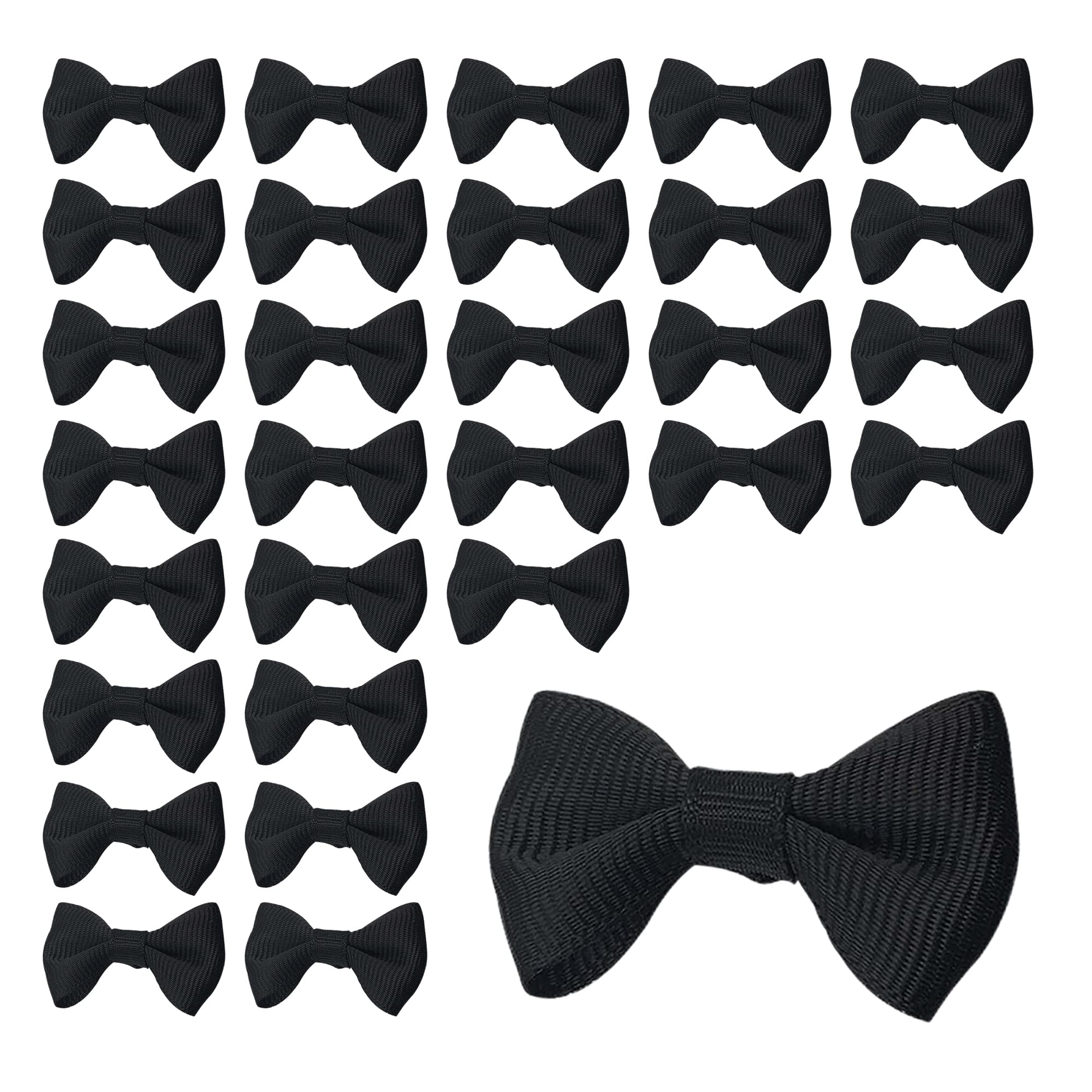 SKYPIA 30-Piece Black Satin Ribbon Mini Bow Ties - Mixed Size Decorative Bows for Wedding Decor, Gift Wrapping, Hair Accessories & DIY Crafts