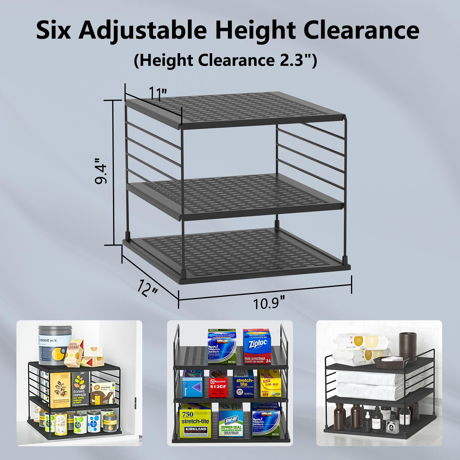 Premium Kitchen Cabinet Organizers & Storage Bins - Divided Compartment Holder for Plastic Bags, Wraps, Foil, Snacks & Boxes | Pantry & Kitchen Organization Solution (Black) | Perfect for Clutter-Free Countertops, Drawer Storage & Meal Prep Organization