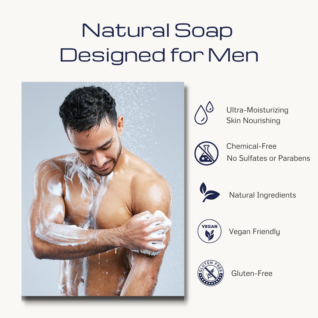 Natural Exfoliating Coffee Soap Bar for Men - Medium Grit with Coffee Grounds, Caffeinated Face & Body Cleanser | Perfect for Shaving Prep, Post-Workout Refresh & Gift Sets