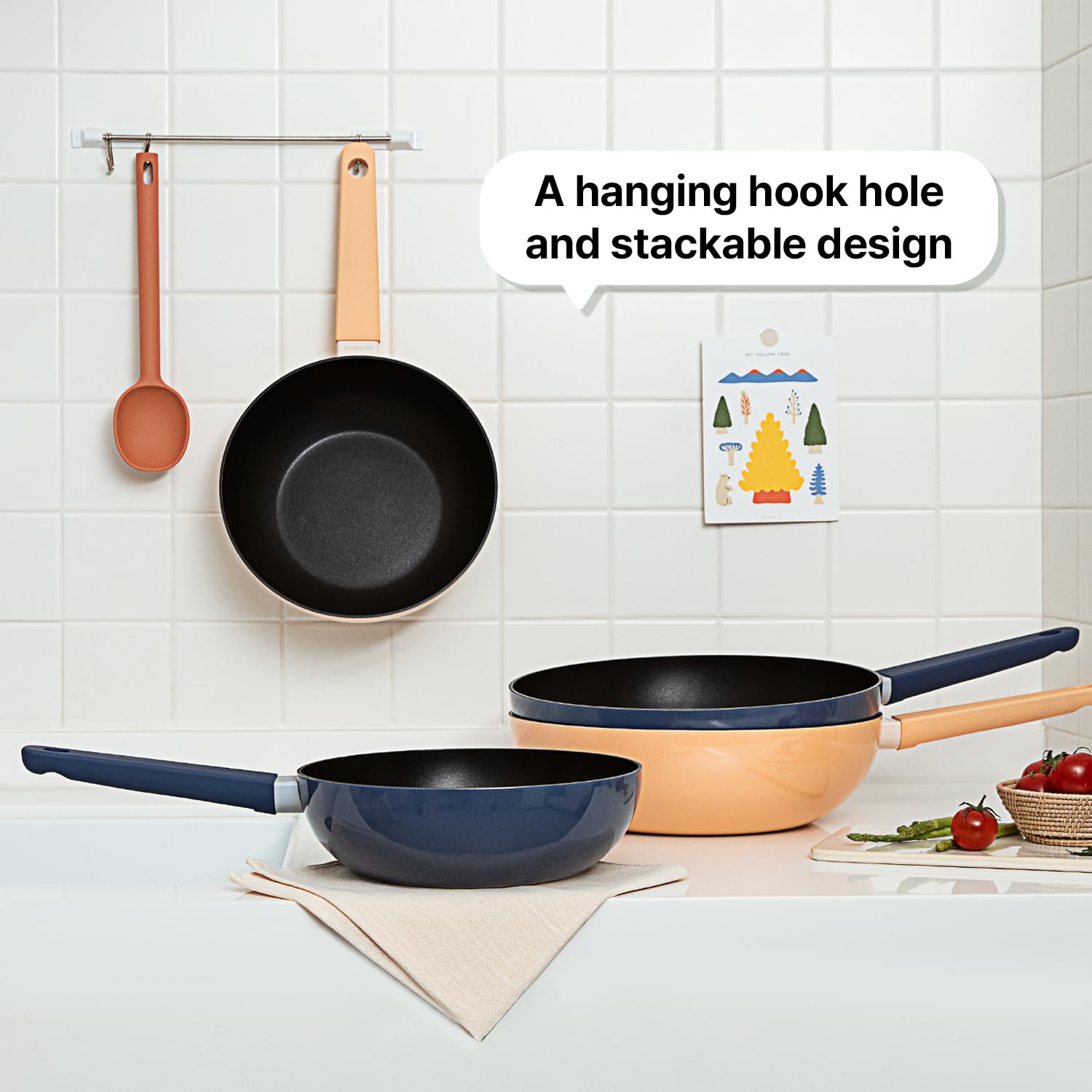 Dr.HOWS Allday 12-Inch Nonstick Wok Pan - PFOA/PFOS Free Stir Fry Pan with Heat-Resistant Bakelite Handle - Works on Gas, Induction, Ceramic & Electric Stoves - Bijou Blue - Perfect for Asian Cooking, Stir Frying & Healthy Meal Prep