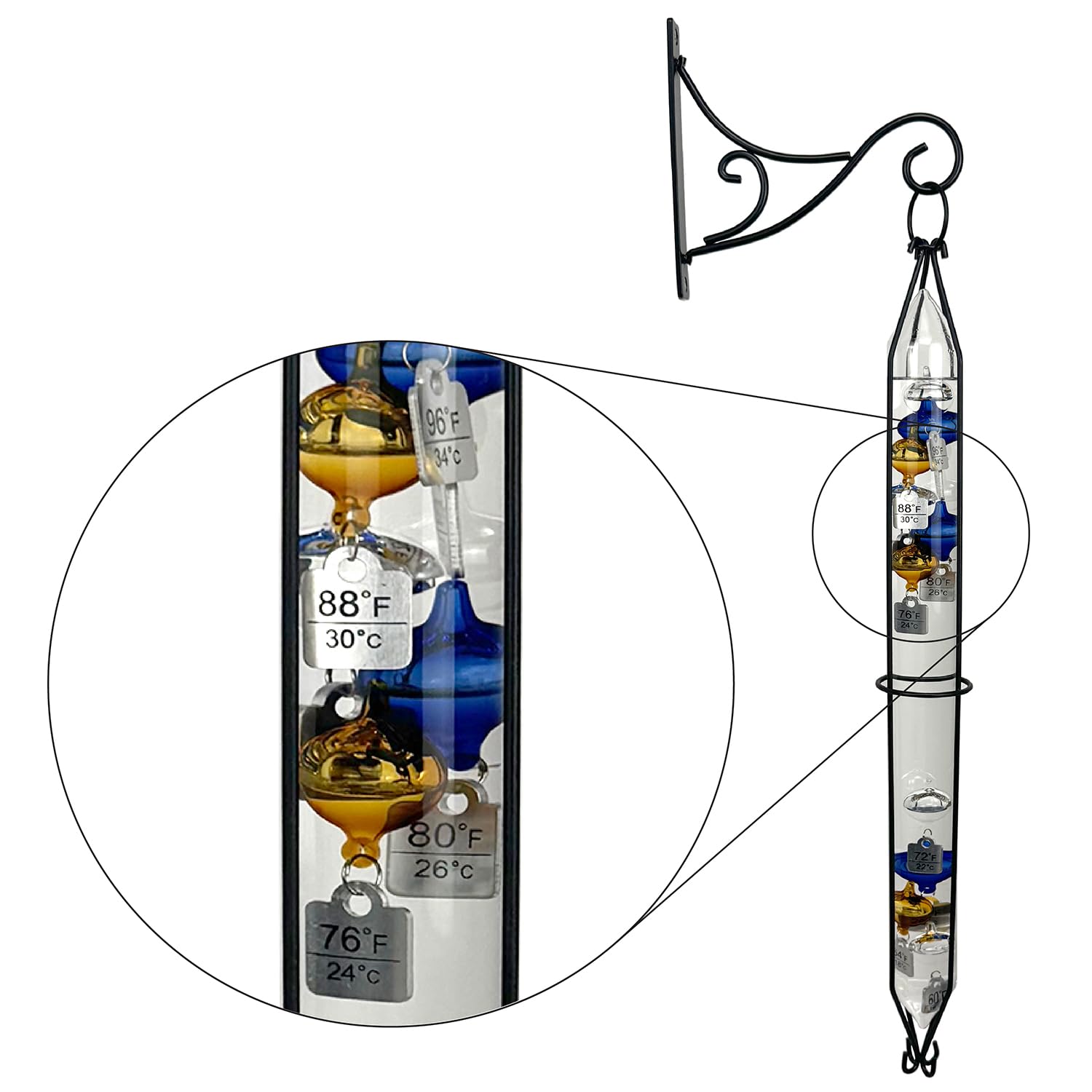 Glass Galileo Thermometer for Outdoor & Indoor Use - 23