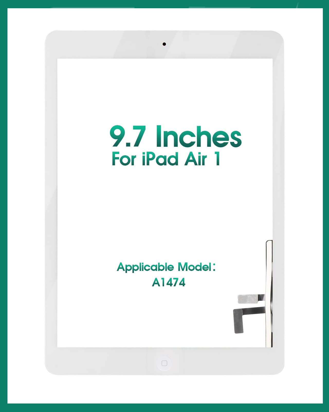 Original iPad Air 1 Touch Screen Digitizer Replacement - Compatible with iPad 5 / iPad Air 1st Gen (A1474, A1475, A1476) - Front Glass Panel with Home Button (White) - Not for iPad 9.7 2017 (A1822, A1823) | Perfect for DIY Screen Repair & Tablet Restoration