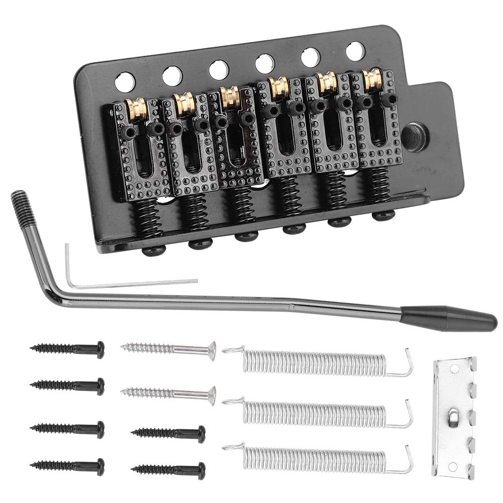 Premium Black Guitar Tremolo Bridge System - Roller Single Locking Vibrato Tailpiece for ST/Stratocaster Replacement | Perfect for Smooth Pitch Shifts & Stable Tuning in Rock, Blues & Metal Performances