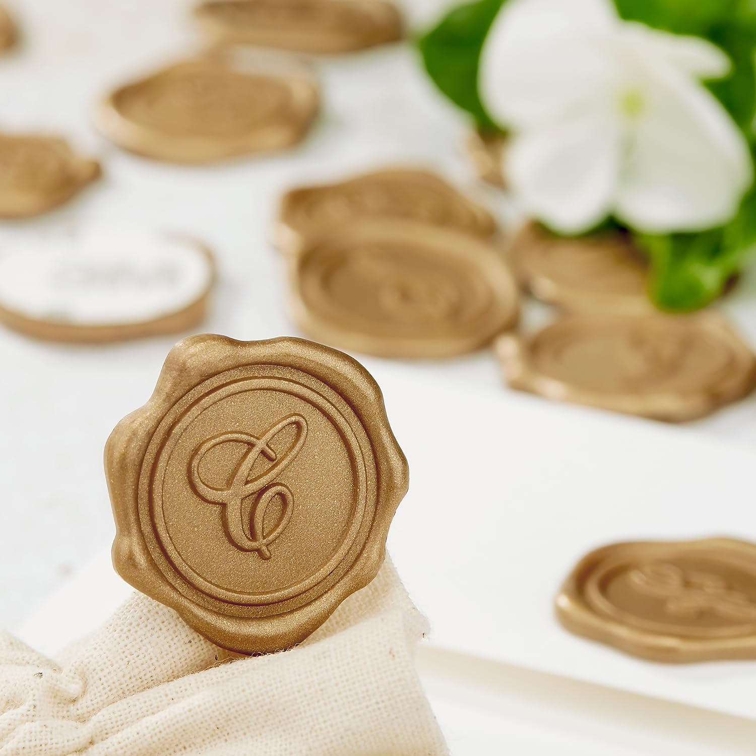 25-Pack Gold Alphabet Wax Seal Stickers - Self-Adhesive Letter C Wax Seals for Wedding Invitations, Envelopes, Stationery & DIY Scrapbooking