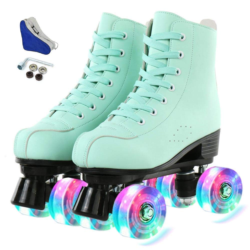 Women's High-Top Roller Skates - Double Row PU Leather Quad Skates for Adults, Outdoor & Indoor Skating, Rink, Fitness, Retro Style Roller Derby
