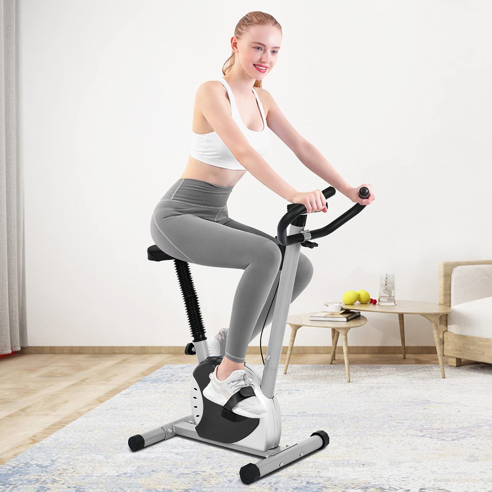 Silver 343 Mini Under Desk Exercise Bike - Stationary Cycling Bike for Home Cardio Workout, Indoor Fitness & Leg Training | Perfect for Office, Home Gym & Rehabilitation