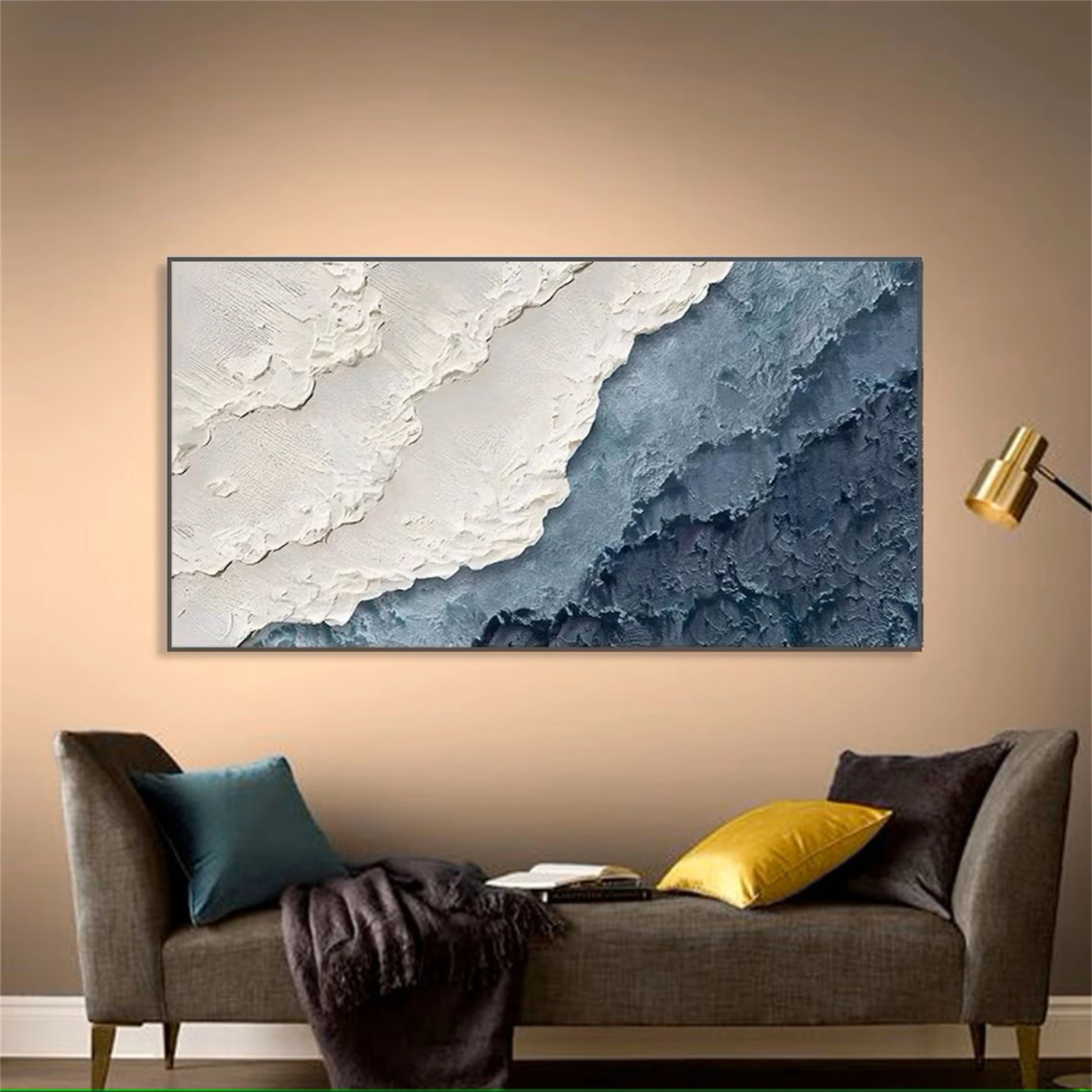 Ocean and Sky Painting #OS 060 - Handmade Canvas Wall Art for Home & Office Decor - Perfect for Living Room, Bedroom, or Office Wall Decor