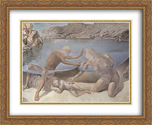 Salvador Dali Framed Art Print - Hercules Lifts The Skin of The Sea Gold Ornate Wall Decor 34x28 Inches | Mythological Artwork for Living Room, Bedroom & Office Decor