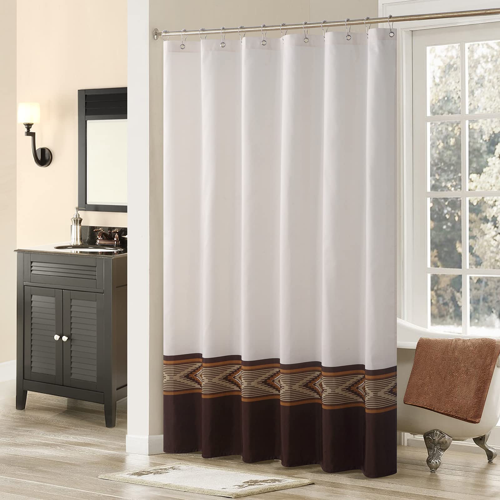 D DS CURTAIN Aubrey Fabric Shower Curtain - Waterproof Polyester Bathroom Curtain with Stylish Print, Extra Large 78x78 Inches - Perfect for Modern Bathrooms & Spa-Like Showers