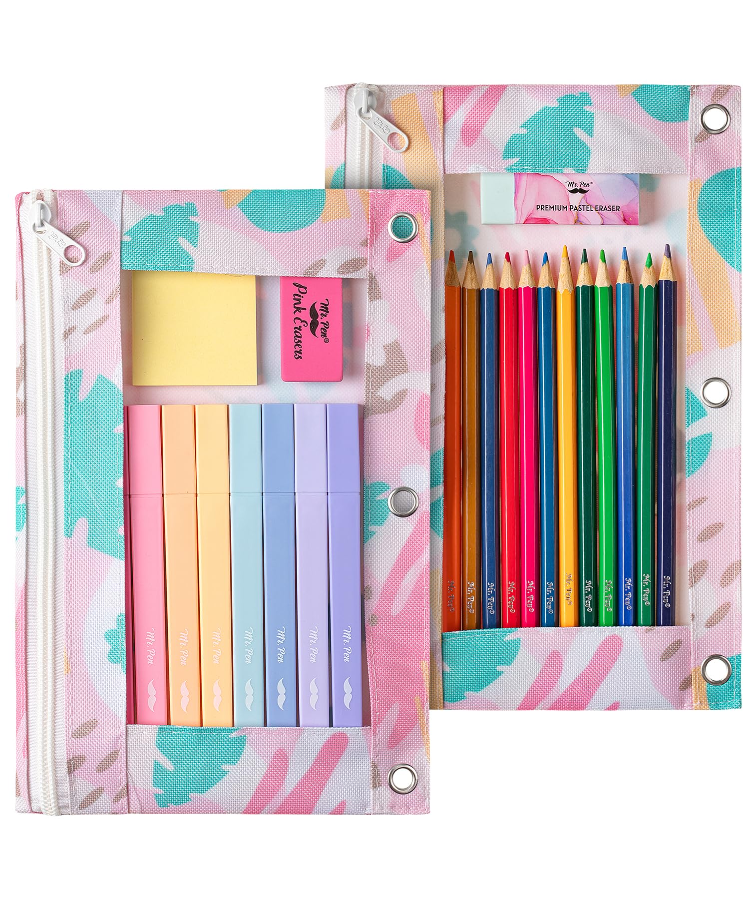 Mr. Pen 2-Pack Zippered Pencil Pouch for 3-Ring Binder - Durable School & Office Supplies for Students, Teachers & Professionals (Perfect for Organizing Pens, Pencils & Small Essentials)