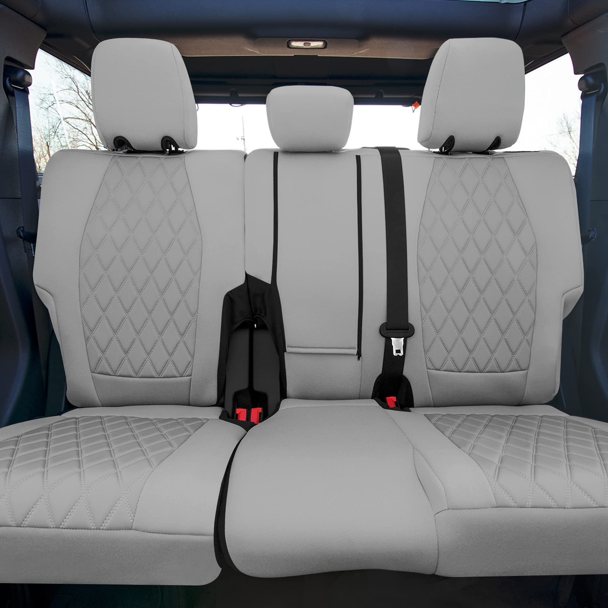 Custom Fit Neoprene Seat Covers for 2021-2022 Ford Bronco SUV - Water Resistant Neosupreme Front & Rear Set in Solid Gray | Perfect for Off-Road Adventures, Daily Commutes & Car Protection