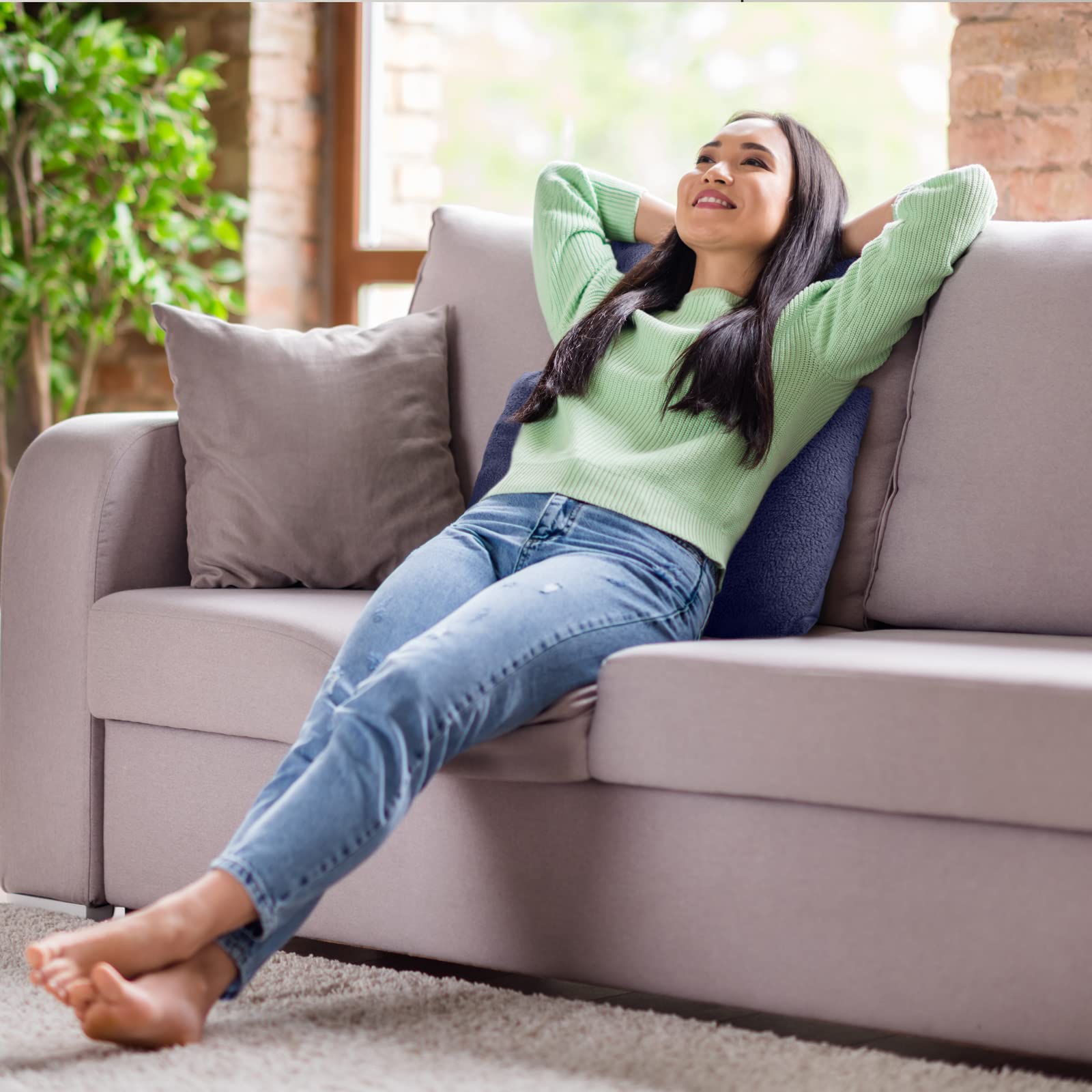 **Weysat Fleece Lumbar Support Pillow for Recliners & Office Chairs - Orthopedic Back Cushion for Pain Relief, Reading & Relaxing on Sofa, Couch, or Bed (Dark Blue) - Perfect for Work, Travel & Home Comfort**