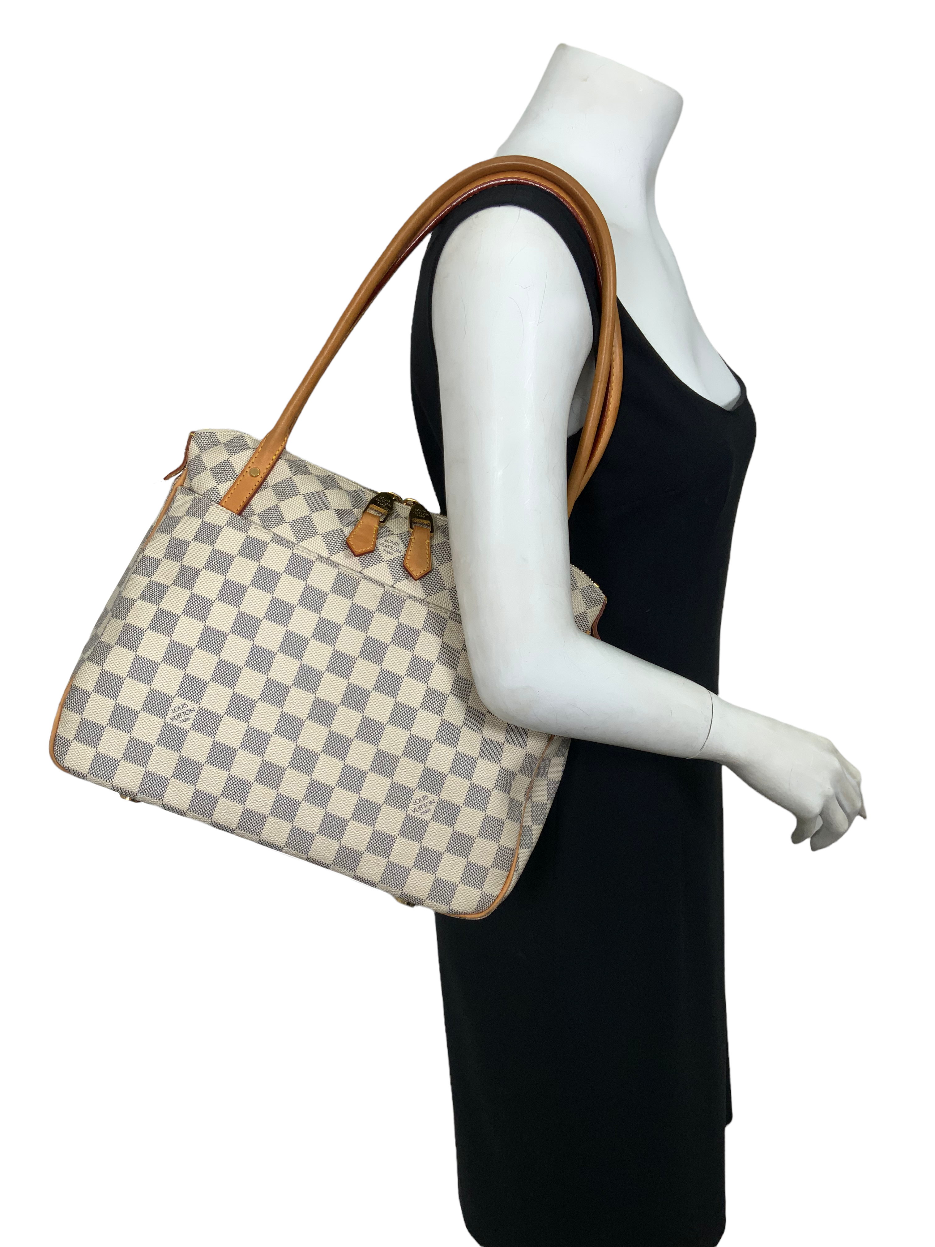 Authentic Louis Vuitton Damier Azur Figheri PM Crossbody Handbag for Women - Luxury Designer Shoulder Bag for Work, Travel & Everyday Use