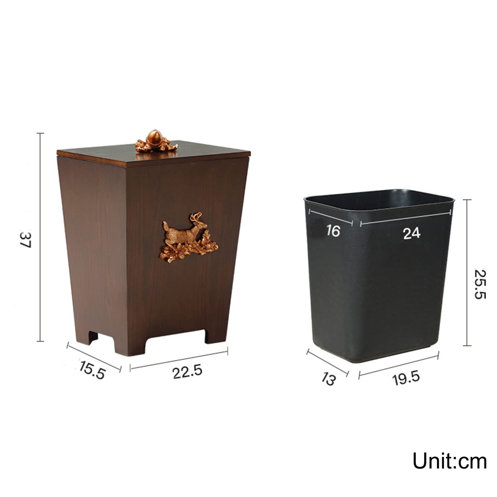 Wooden Trash Can with Lid - Cube Shaped Waste Bin, Creative Retro Style Paper Bins for Bedroom & Living Room | Eco-Friendly Wastebasket for Home Office Decor