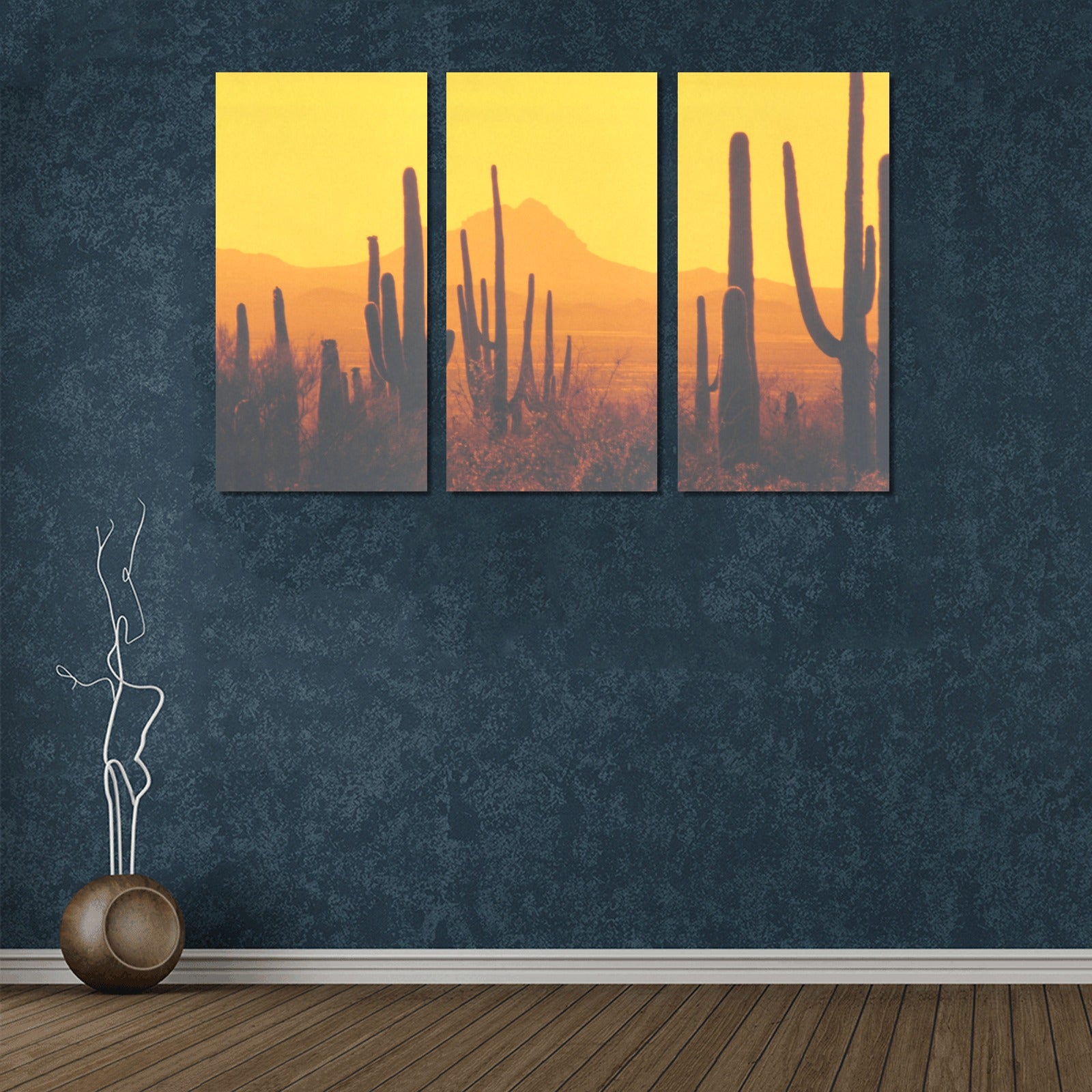 Desert Sunset Framed Canvas Art Prints Set of 3 - Handmade in USA - Perfect for Living Room, Bedroom & Office Wall Decor