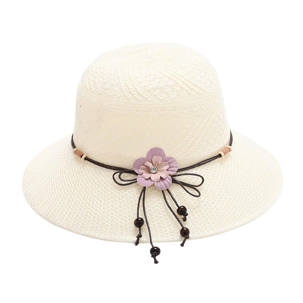 Foldable Women's Straw Sun Hat with Bowknot - Solid Color Beach Bonnet for Girls & Women - Perfect for Summer Outings, Beach Vacations, and Outdoor Activities