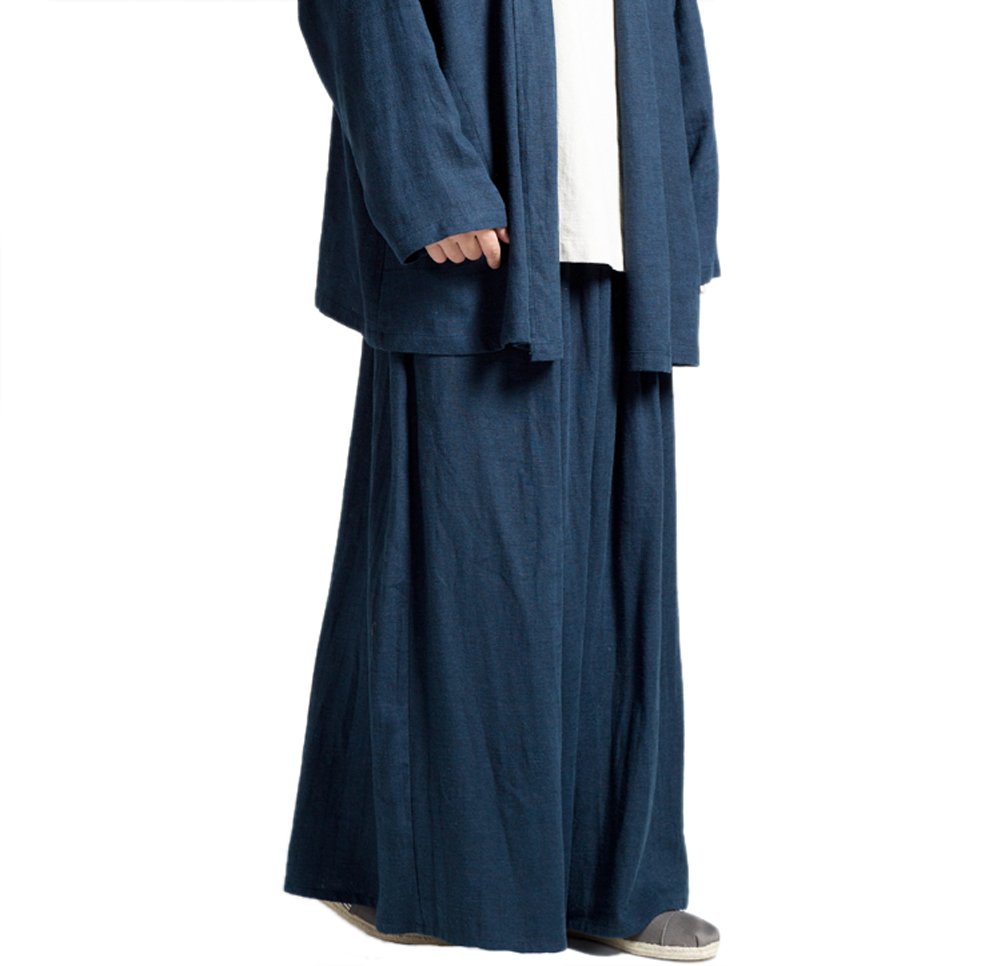 Men's Blue & Coffee Wide Leg Casual Loose Pants - Comfortable Stretchy Lounge Pants for Home, Work & Travel