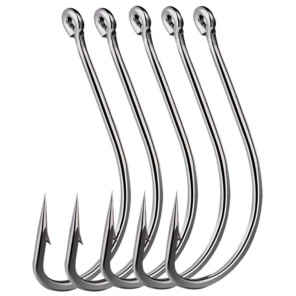 150pcs Forged Long Shank Fishing Hooks - Stainless Steel Saltwater & Freshwater Circle Octopus Hooks for Bass, Trout, and Catfish Fishing