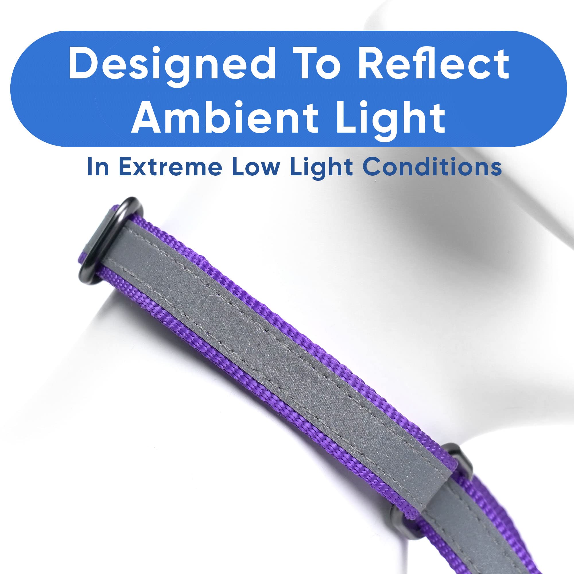 Custom Embroidered Reflective Martingale Dog Collar with Name & Phone Number - Adjustable for Small, Medium & Large Dogs - Medium Purple - Perfect for Training, Walks & Nighttime Safety
