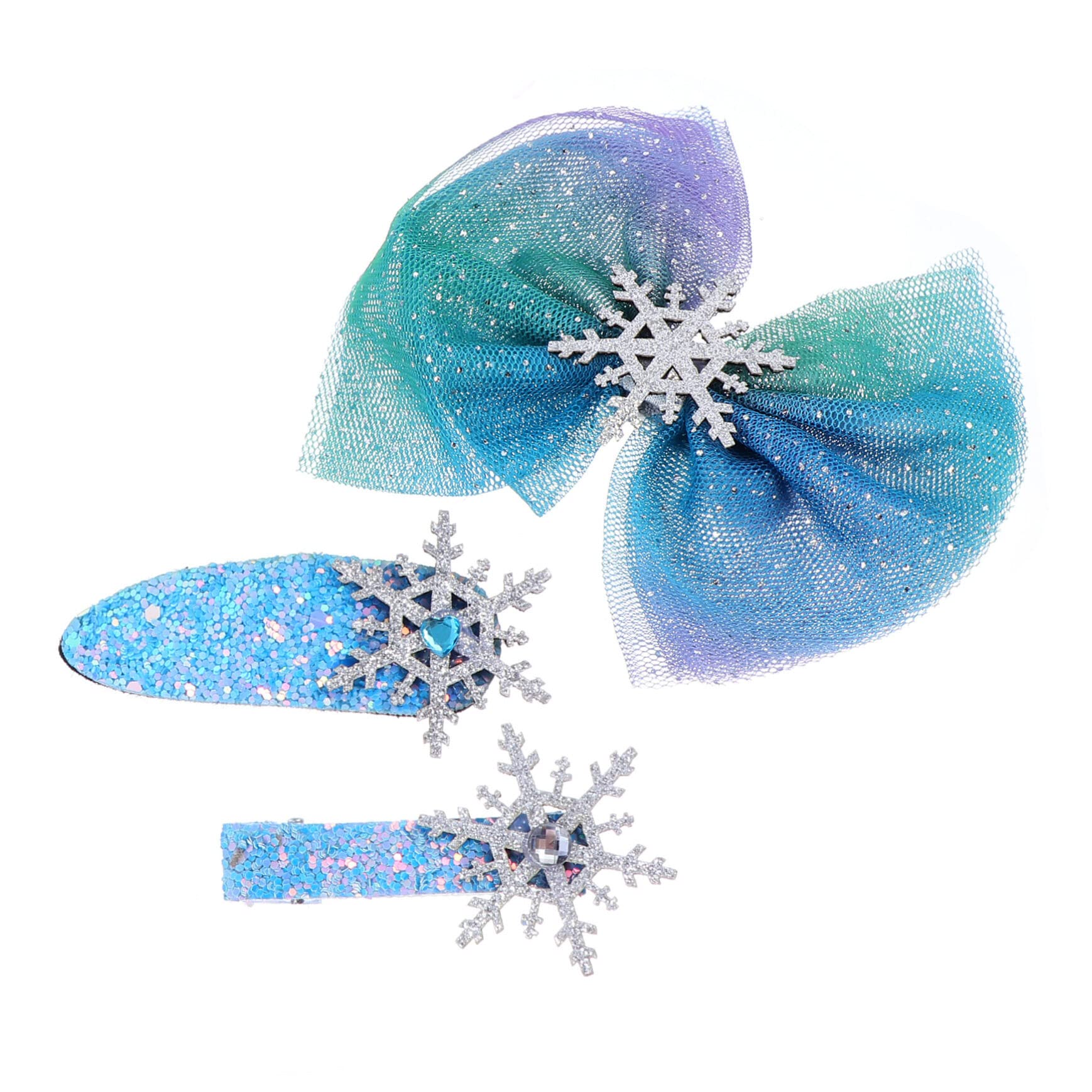 3pcs Rhinestone Bow Hair Clips for Women - Elegant Wedding Hair Accessories, Bridal Headpieces, Christmas Hair Bows (Blue Set) - Perfect for Weddings, Parties, and Holiday Celebrations
