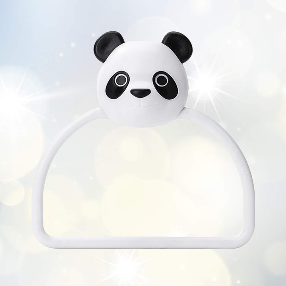 Traceless Towel Rack - No Trace ABS Material Bathroom Organizer, Panda Cartoon Design Wall Mounted Shelf for Kitchen & Bathroom Towel Storage | Space Saving Home Decor