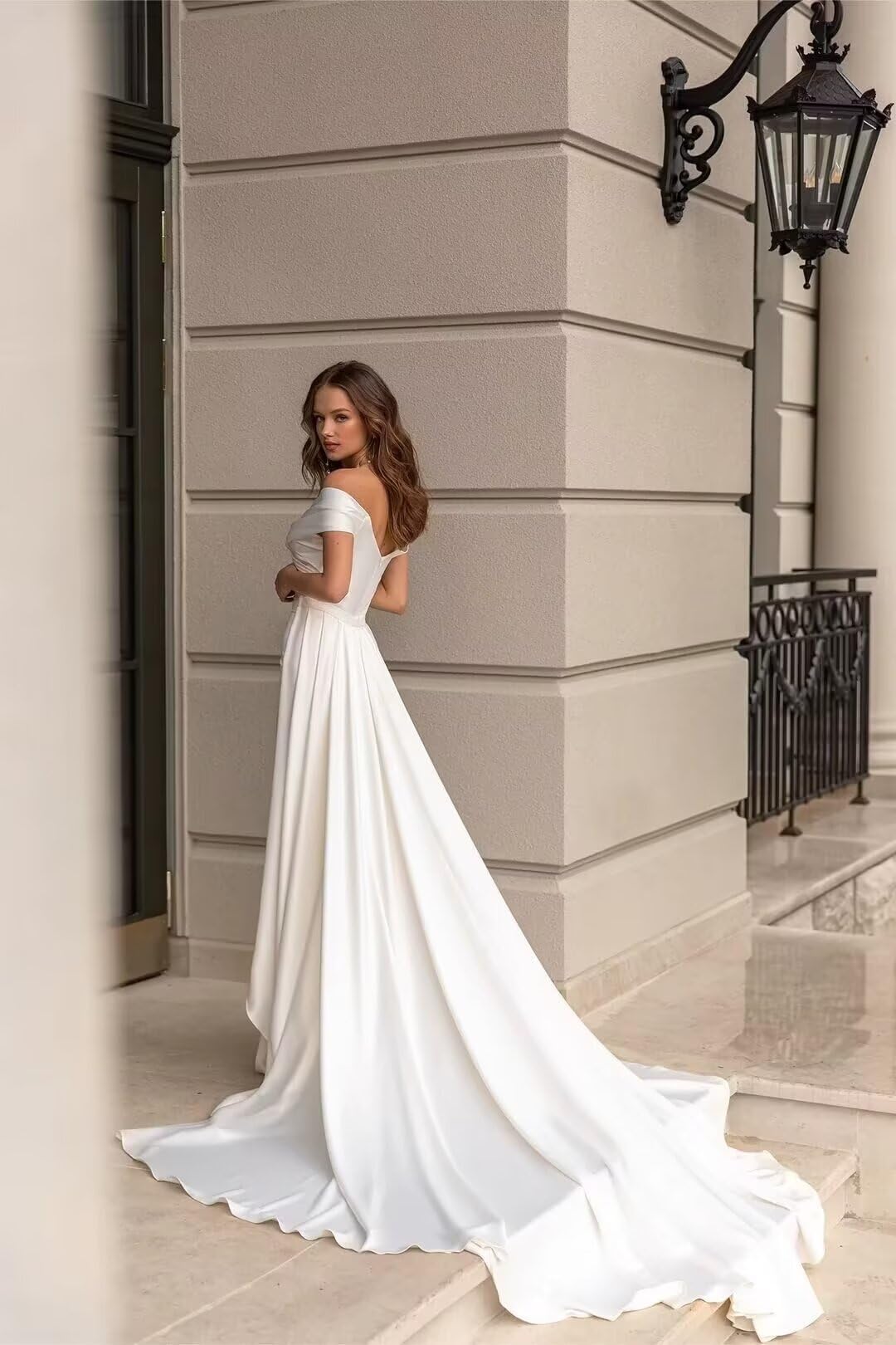 Elegant Satin Mermaid Wedding Dress with Train - Beach Bridal Gown for Bride & Prom | Perfect for Beach Weddings, Formal Events & Special Occasions