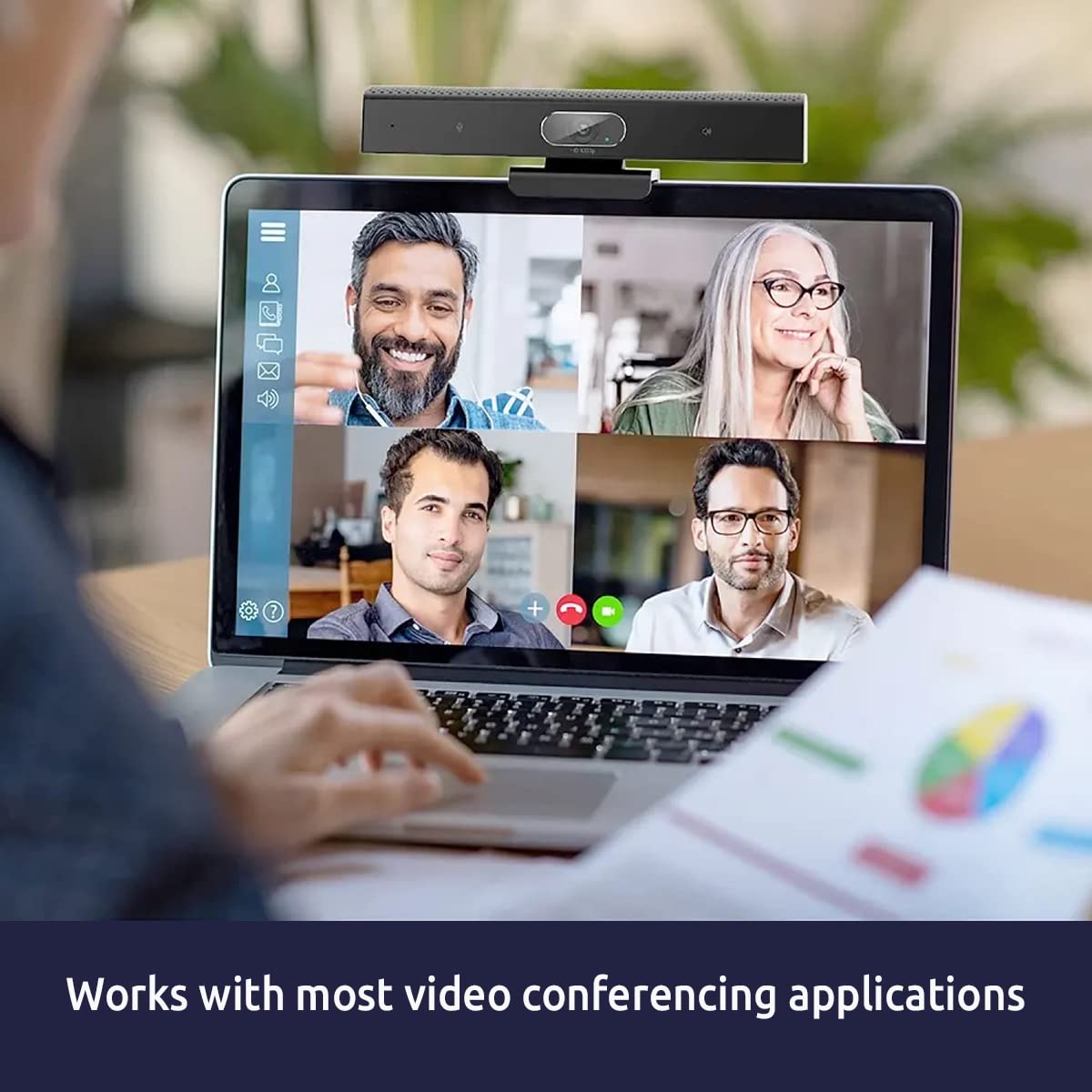 Professional HD 1080p Webcam with Dual Noise Cancelling Mics & Built-in Subwoofer - 120° Wide Angle USB Web Camera for Live Streaming (USB-A/USB-C) - Compatible with Zoom, Teams, Webex - Perfect for Remote Work, Online Classes & Video Conferencing on PC, Mac & Laptop
