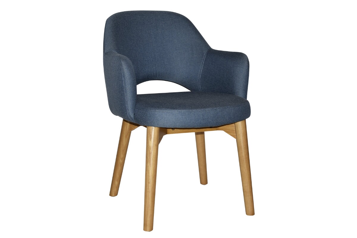 EZ Hospitality Cairo Indoor Armchair with Light Oak Timber Base - 4-Leg Modern Dining Chair for Living Room, Bedroom & Office