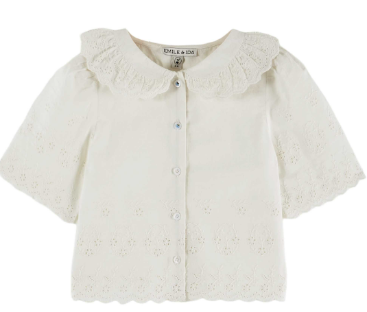Emile & Ida Anglaise Blouse for Women - Elegant Floral Print, Size 2-6A | Perfect for Office Wear, Date Nights & Special Occasions