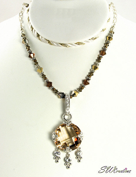 Rosaline Gold Topaz Crystal Necklace – Elegant & Dainty Jewelry for Women, Perfect for Gifts, Parties & Special Occasions