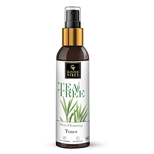 Good Vibes Tea Tree Skin Cleansing Toner 120ml - Hydrating, Lightweight Anti-Acne Face Toner for All Skin Types | Natural, Alcohol-Free, No Parabens or Sulfates, Cruelty-Free | Perfect for Daily Skincare Routine & Acne-Prone Skin