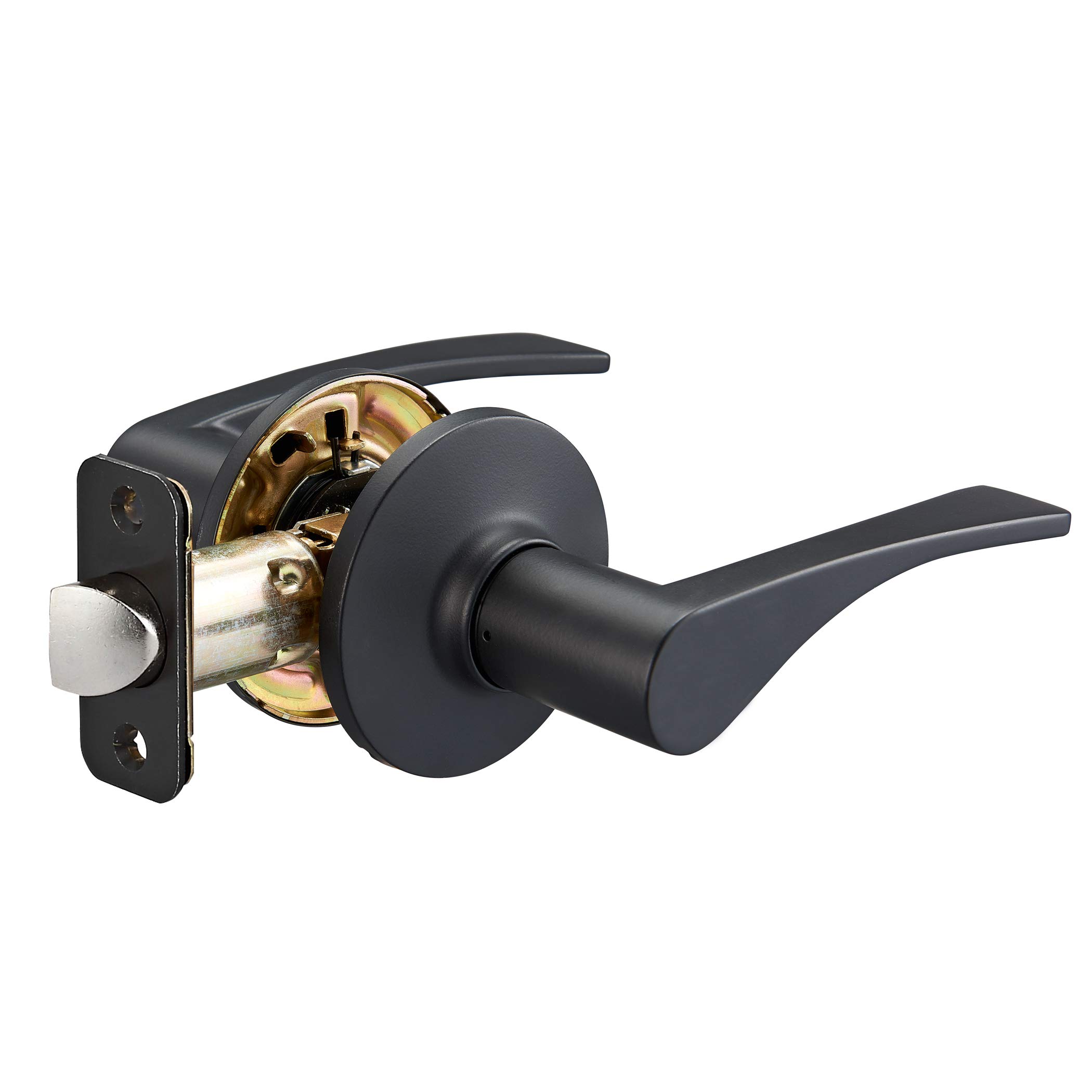 Amazon Basics Victorian Style Door Lever - Matte Black Passage Door Handle for Interior Doors - Perfect for Bedrooms, Bathrooms, and Closets